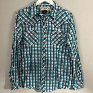 Bit & Bridle Pearl Snap Western shirt size M